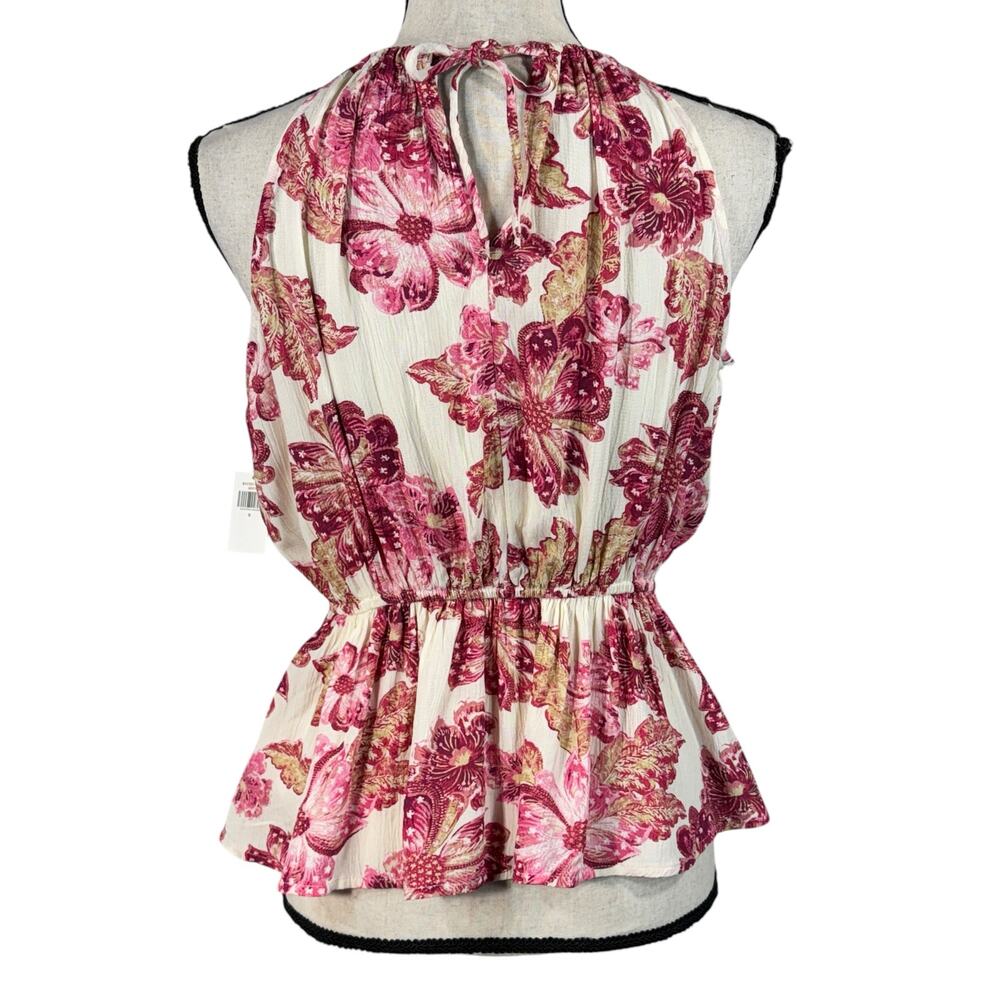 Old Navy Small Top Floral Adjustable Halter Neck Keyhole V-Neck Sleeveless Multi - Picture 4 of 9